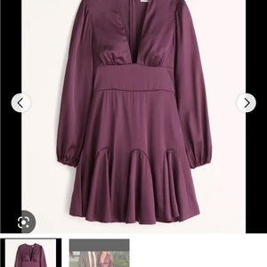 Abercrombie Plunge Maroon Mini Dress Long Sleeve